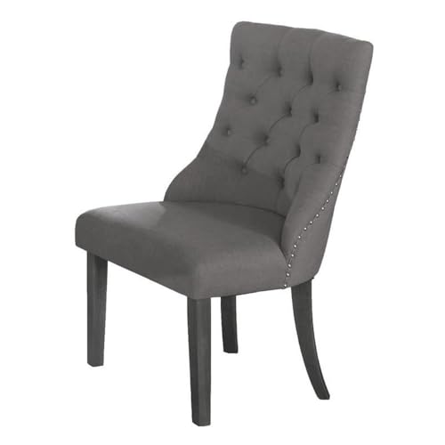 Best Quality Dark Gray Linen Fabric Dining Chair (Single) with Tufted Seats