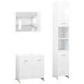 vidaXL Bathroom Furniture Set 3 Piece Home Washroom Laundry Room Storage Cabinet Cupboard Mirror Rack Furniture High Gloss White Engineered Wood