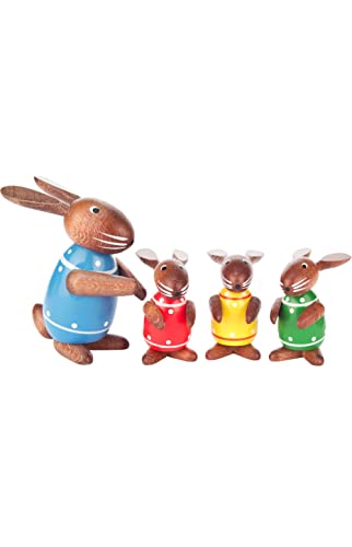 Alexander Taron 224-703 Dregeno Easter Figures-Rabbit Parent With Its Three Children, Brown