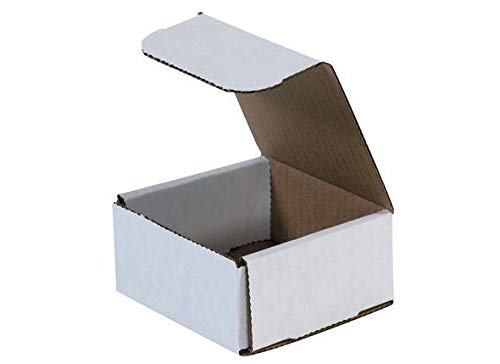 Secure Seal Shipping Boxes - 4X4X2' Mailers - White Foldable Corrugated Cardboard Packaging For Mailing, Moving, Storage, And O