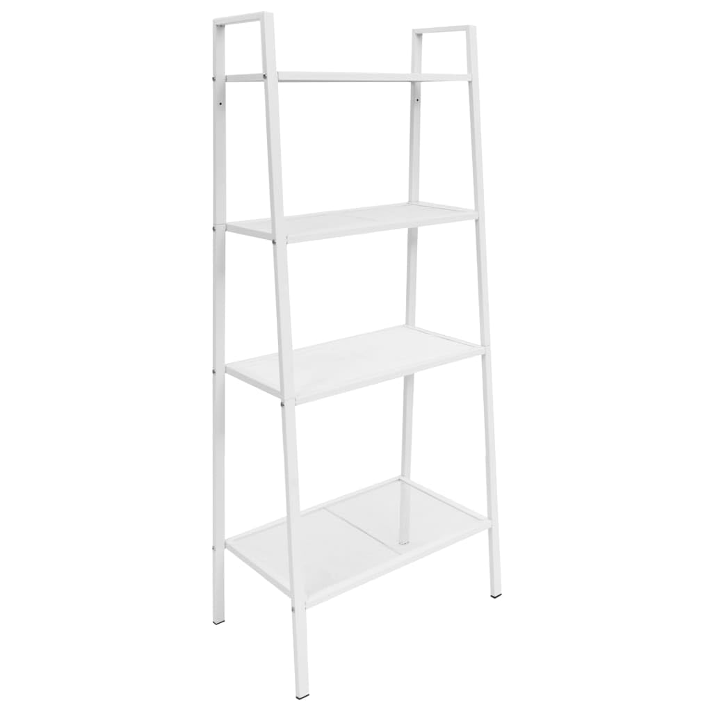 vidaXL 4 Tiers Metal Ladder Bookcase - Versatile Storage or Display Unit in White - Compact Design for Small Spaces - Durable Sheet Metal Construction