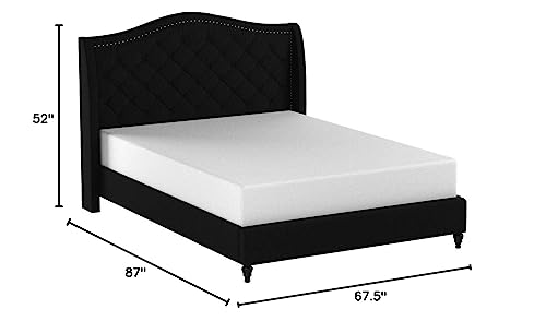 Best Master Furniture Sophie Upholstered Tufted Platform Bed, Black Queen