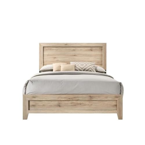 Acme Miquell Wood Rectangular Headboard Queen Panel Bed - Thumbnail 3