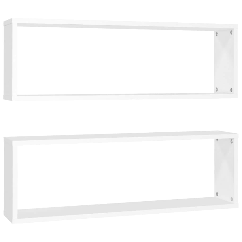 vidaXL Wall Cube Shelf 2 pcs White 80x15x26.5 cm Engineered Wood