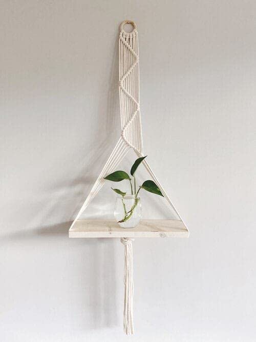 R.R.Lala Macrame Wall Hanging Single Shelf Planter | Boho Wall Decor | Macrame Shelves | Floating Shelf | Handmade Hanging Plant