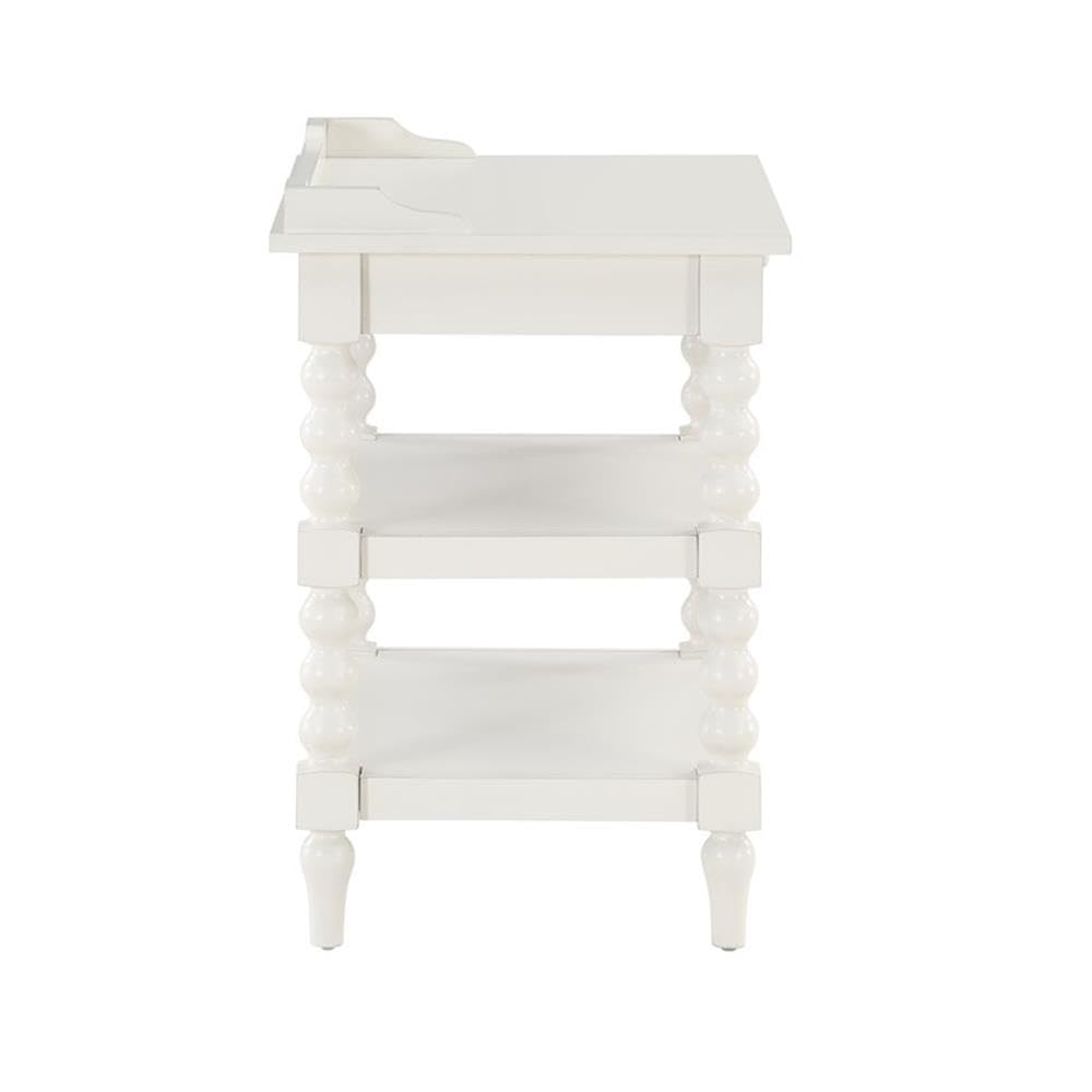 Comfort Pointe Averly Antique White Wood Turned Leg Storage Nightstand