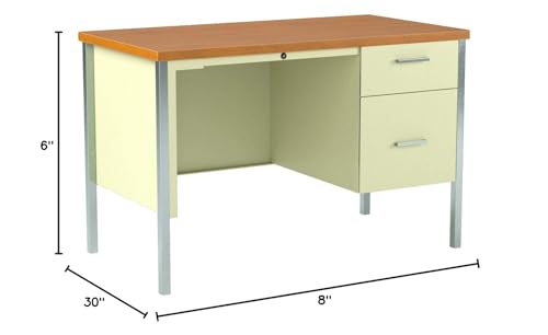 The HON Company, Right Single Pedestal Desk, Harvest/Putty