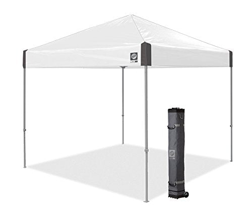 E-Z Up Amb3Ssgf10Wh Ambassador, 10' X 10', Roller Bag And 4 Piece Spike Set, White Slate Instant Tent Shelter Canopy