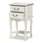 Baxton Studio Amalie Antique French Country Cottage Two-Tone White And Oak Finished 2-Drawer Wood Nightstand