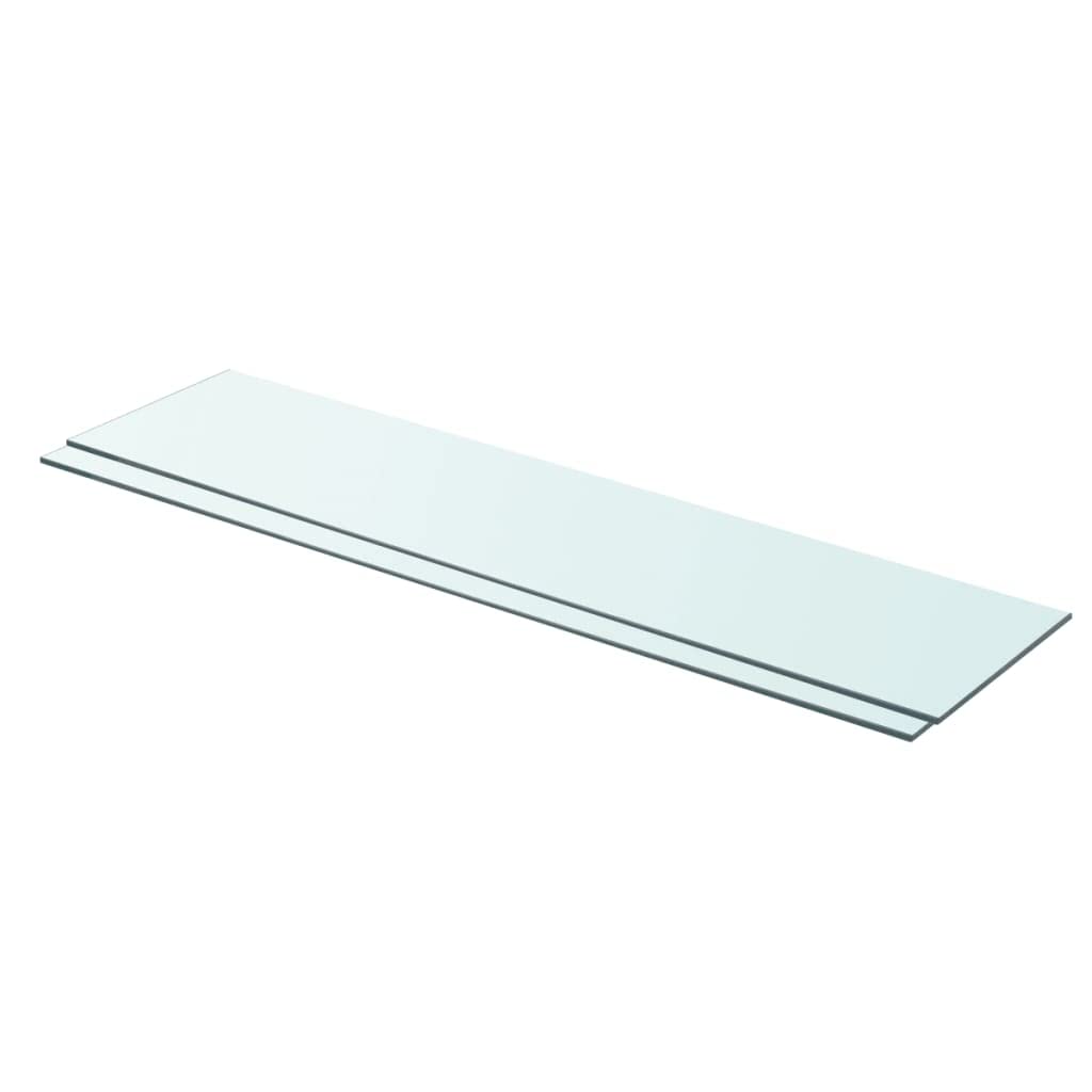 vidaXL Clear Glass Shelves, Tempered-Glass Modern Shelves for Slatwall, Strong Durable Wall Panel, Easy to Clean, Pack of 2, 35.4&quot;x7.9&quot;, 33.1 lbs Capacity