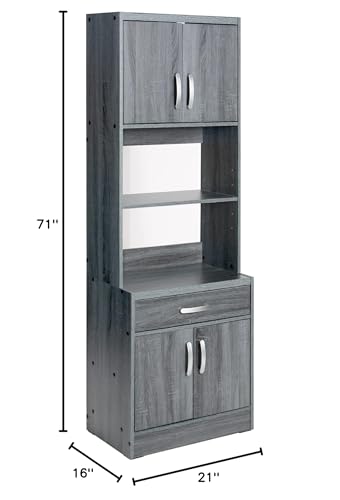 Shelby Tall Wooden Kitchen Pantry (Grey)
