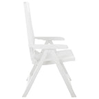 vidaXL 2X Patio Reclining Chair Garden Outdoor Balcony Terrace Lounge Dining Dinner Folding Foldable Seating Bistro Chairs Plastic White