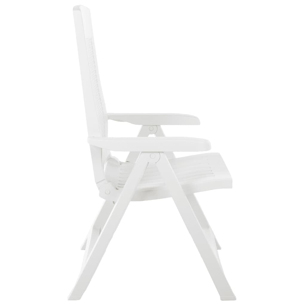 vidaXL 2X Patio Reclining Chair Garden Outdoor Balcony Terrace Lounge Dining Dinner Folding Foldable Seating Bistro Chairs Plastic White