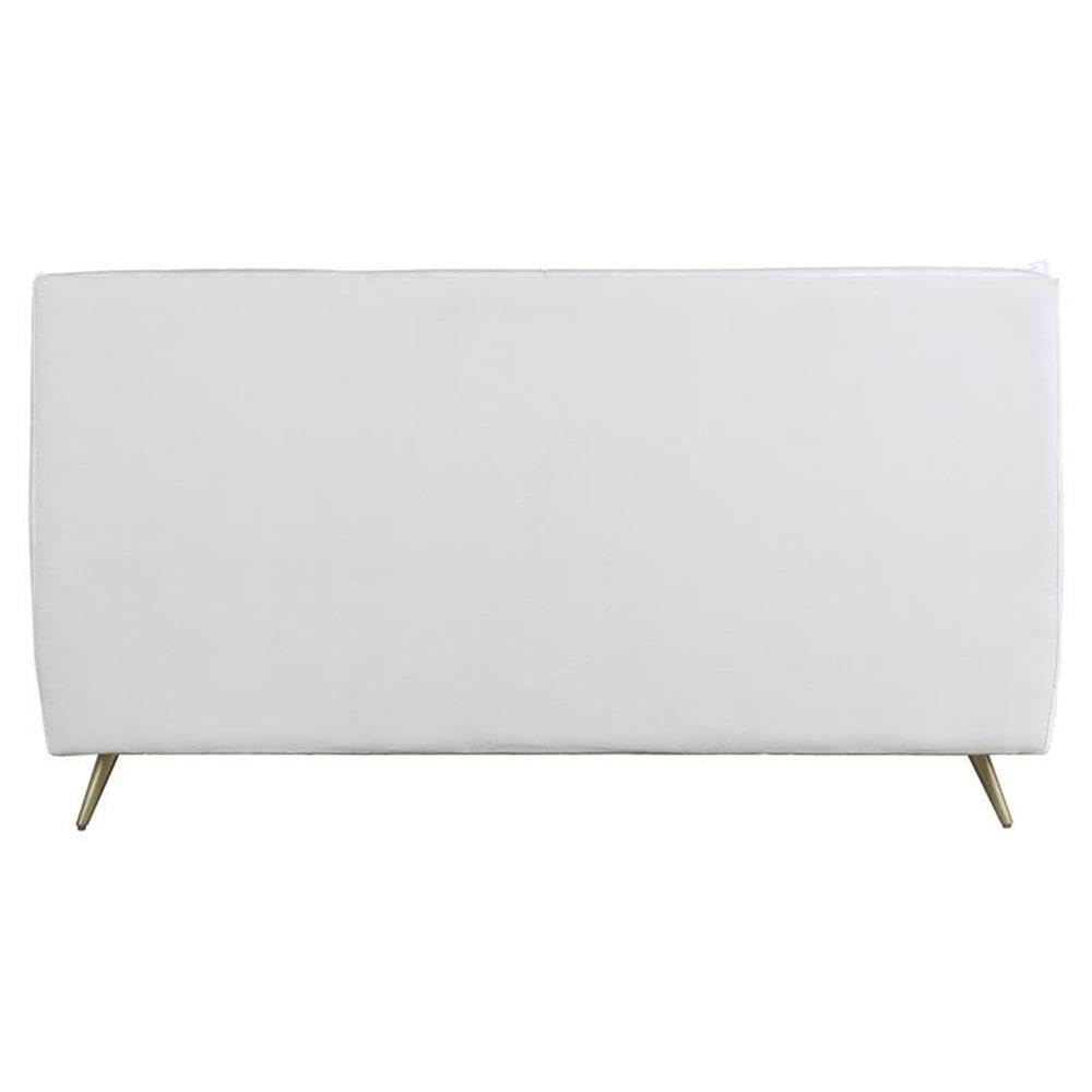 Acme Doris Top Grain Leather Upholstered Queen Bed in Vintage White