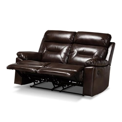 Baxton Studio Byron Modern and Contemporary Dark Brown Faux Leather Upholstered 2-Seater Reclining Loveseat