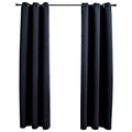vidaXL Black Fabric Blackout Curtains with Rings - Elegant 37"x84" Designer Drapes Delivering High Privacy - Easy to Install and Machine Washable