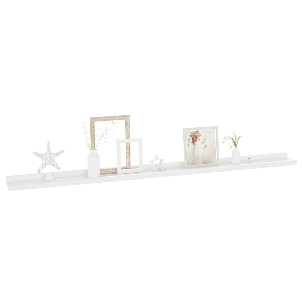 vidaXL High Gloss White Wall-Mounted Shelves (4 pcs) - Durable MDF Material, Space Enhancing, Easy to Clean, 45.3 x 3.5 x 1.2, Suitable for Various Interior Decors
