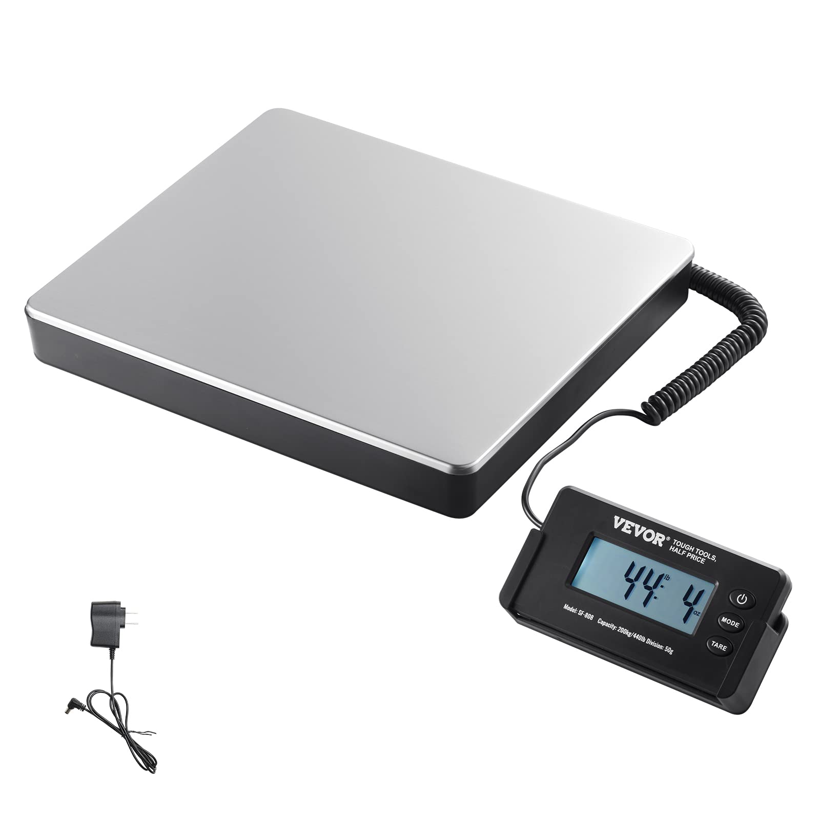 Vevor Digital Shipping Scale, 440 Lbs X 1.7 Oz. Heavy Duty Postal Scale With Timer, Tare Function, Hd Lcd Screen Portable Packag