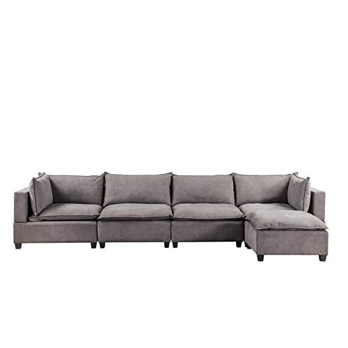 Lilola Home Madison Dark Gray Fabric 5 Piece Modular Sectional Sofa Chaise
