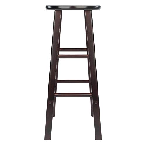 Ergode Wood Element Bar Stool Set | Polished Espresso Finish | Solid Wood Construction | 220lbs Weight Capacity | 8 Crossbars for Stability | Versatile Design | Perfect for Kitchen or Den