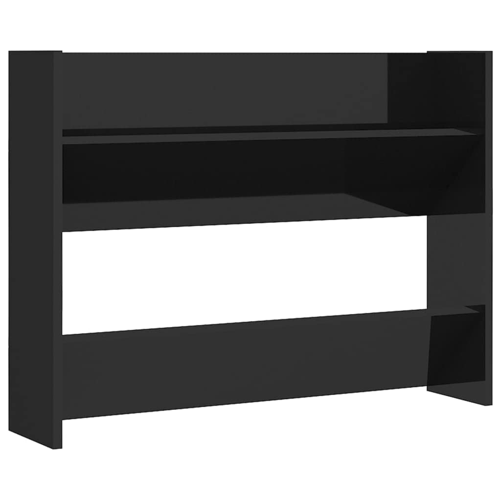 vidaXL Wall Shoe Cabinet High Gloss Black 31.5x7.1x23.6 Engineered Wood