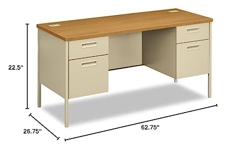 Hon Metro Classic Kneespace Credenzas-Kneespace Credenza, 60"X24"X29-1/2", Harvest/Putty