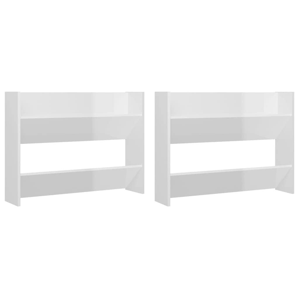 Vidaxl Wall Shoe Cabinets 2 Pcs High Gloss White 31.5&quot;X7.1&quot;X23.6&quot; Engineered Wood