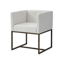 HomeRoots Off-White Fabric, Metal White Antique Velvet Brass Dining Chair