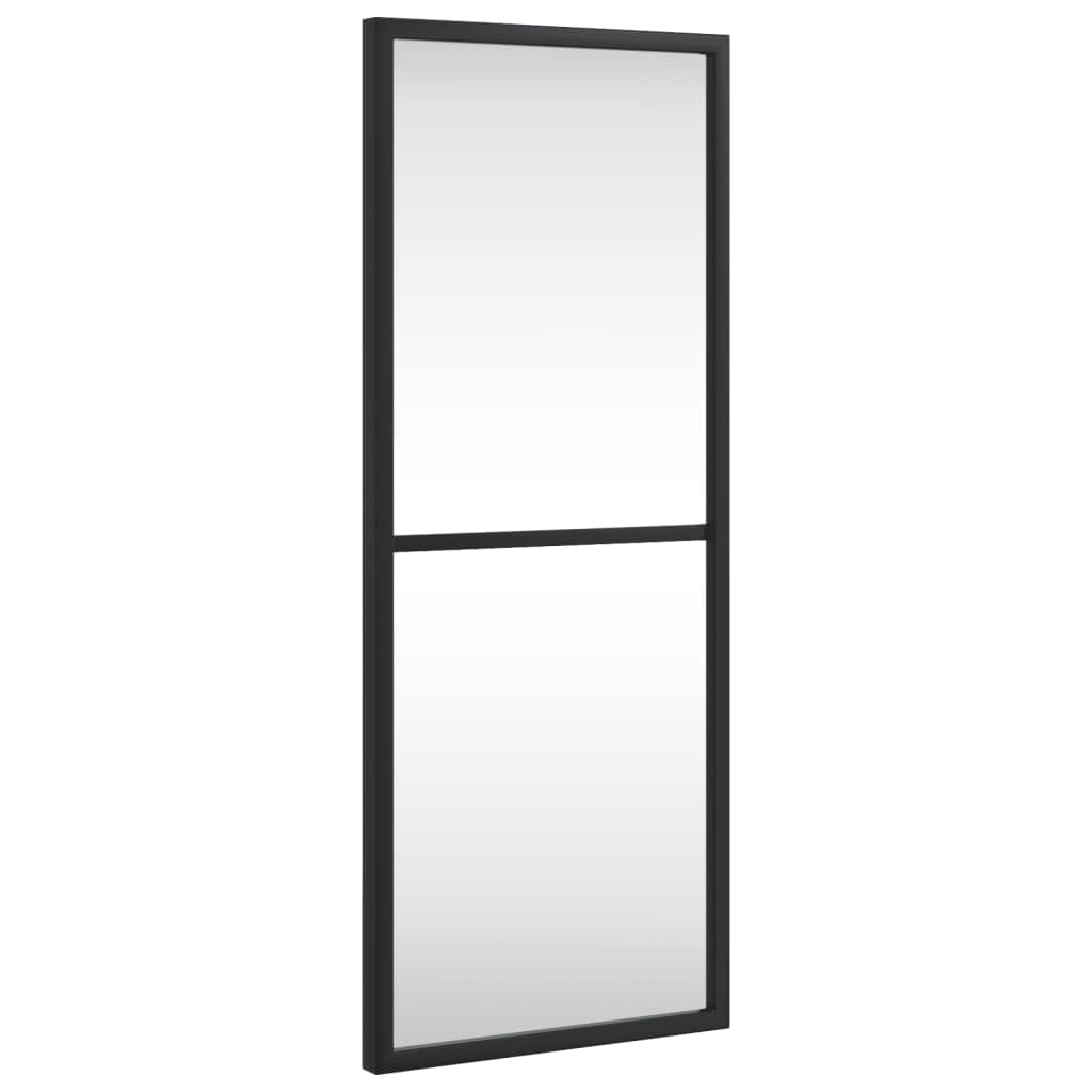 vidaXL Black Wall-Mounted Mirror, 39.4&quot;x15.7&quot; - Elegant Classic Wall Decor, Sturdy Metal and Glass Indoor Mirror with Simple Installment.