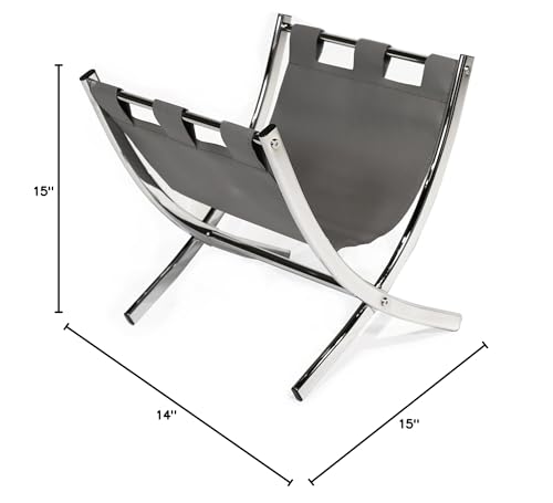 Monarch Magazine Rack, Grey/Chrome