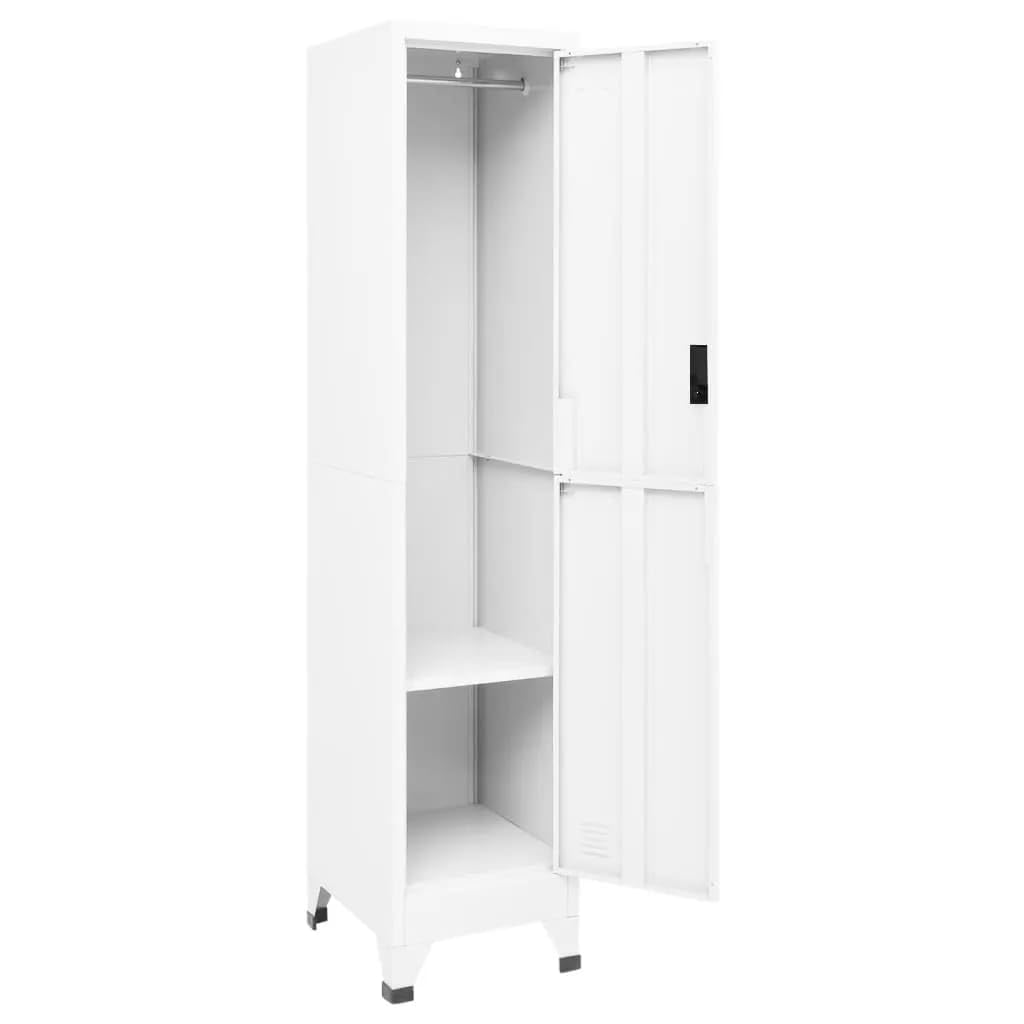 Vidaxl Steel Locker Cabinet – White | Ample And Secure Storage With Shelf, Hanger, Lockable Door And Air Vents For Office And Room'