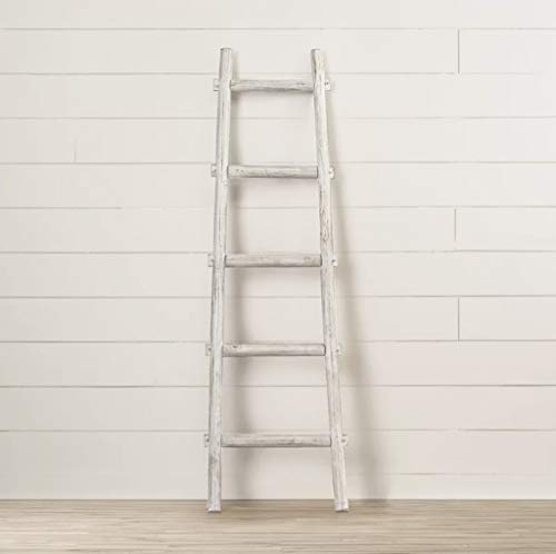 HomeRoots 59' X 18' X 2' White Decorative Ladder Shelve