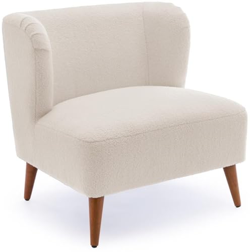 Comfort Pointe Vesper Milky White Textured Polyester Boucle Fabric Accent Chair
