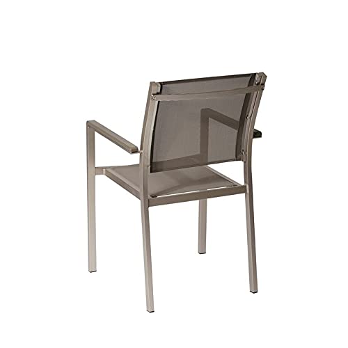 Pangea Home David Aluminum Frame Patio Dining Char in Gray (Set of 6)