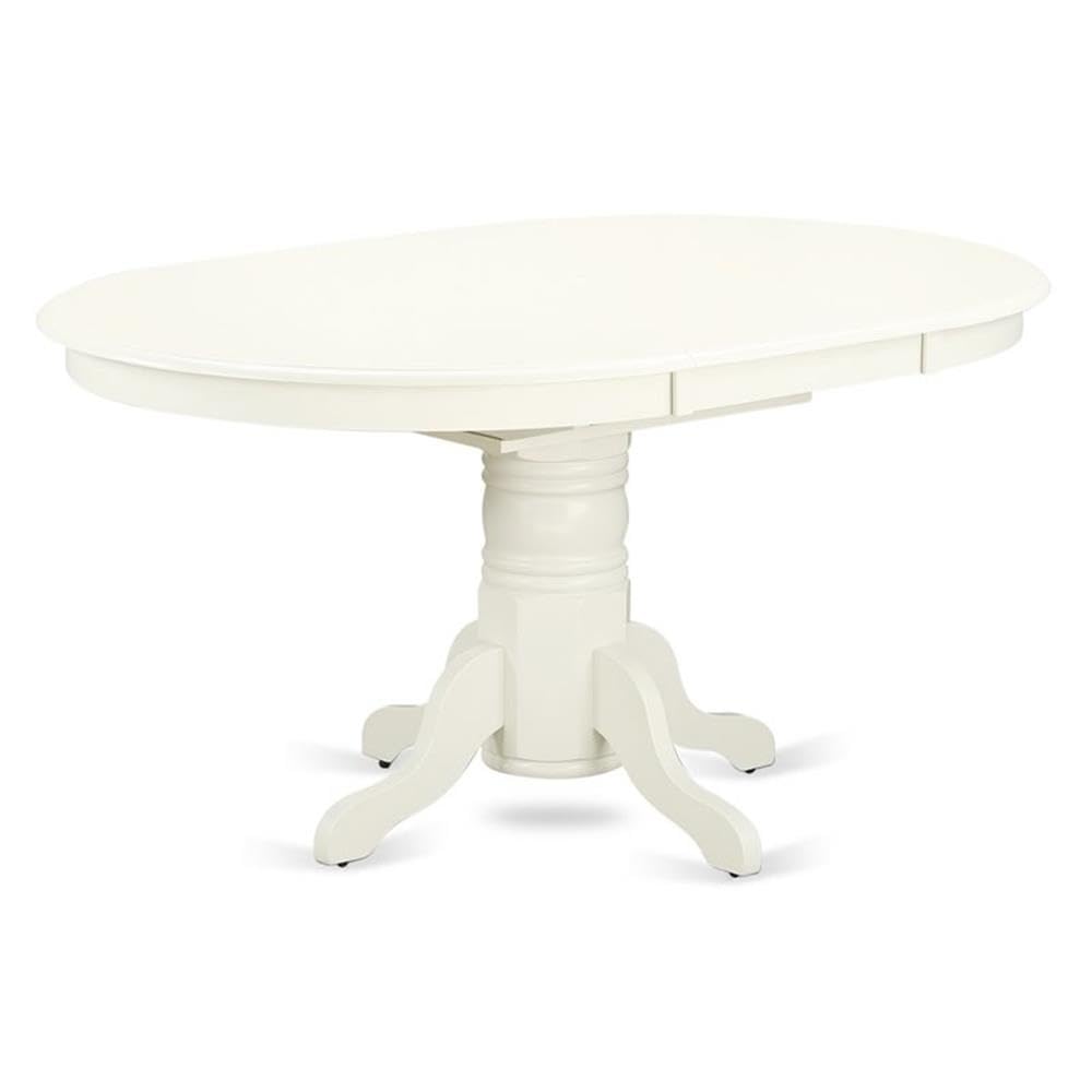 East West Furniture Avwe7-Lwh-W 7 Piece Kitchen Table & Chairs Set Consist Of An Oval Dining Table With Butterfly Leaf And 6 Dining Room Chairs, 42X60 Inch, Linen White