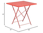 Flash Furniture Oia Commercial Grade 28" Square Coral Indoor-Outdoor Steel Folding Patio Table
