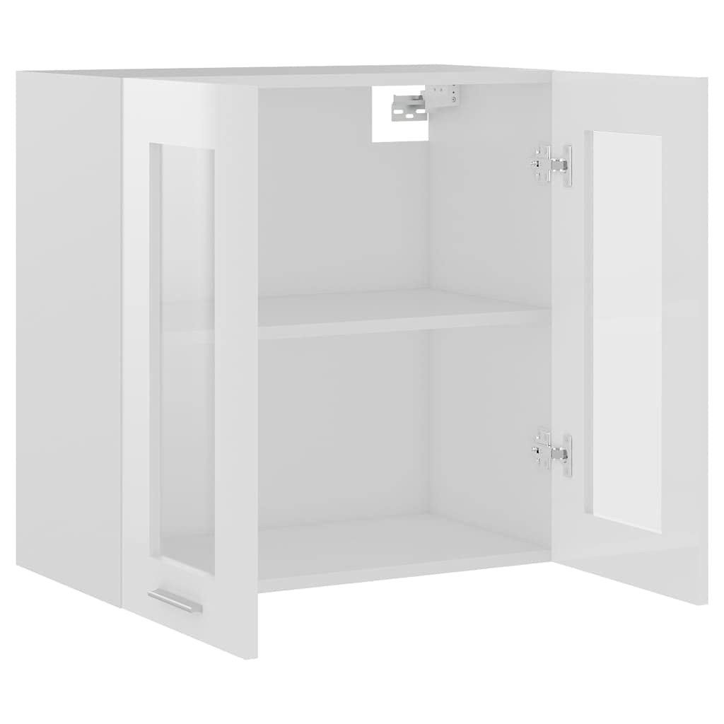 vidaXL Hanging Glass Cabinet High Gloss White 23.6&quot;x12.2&quot;x23.6&quot; Engineered Wood
