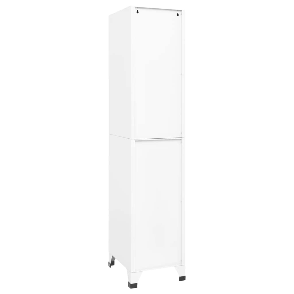 Vidaxl Steel Locker Cabinet – White | Ample And Secure Storage With Shelf, Hanger, Lockable Door And Air Vents For Office And Room'