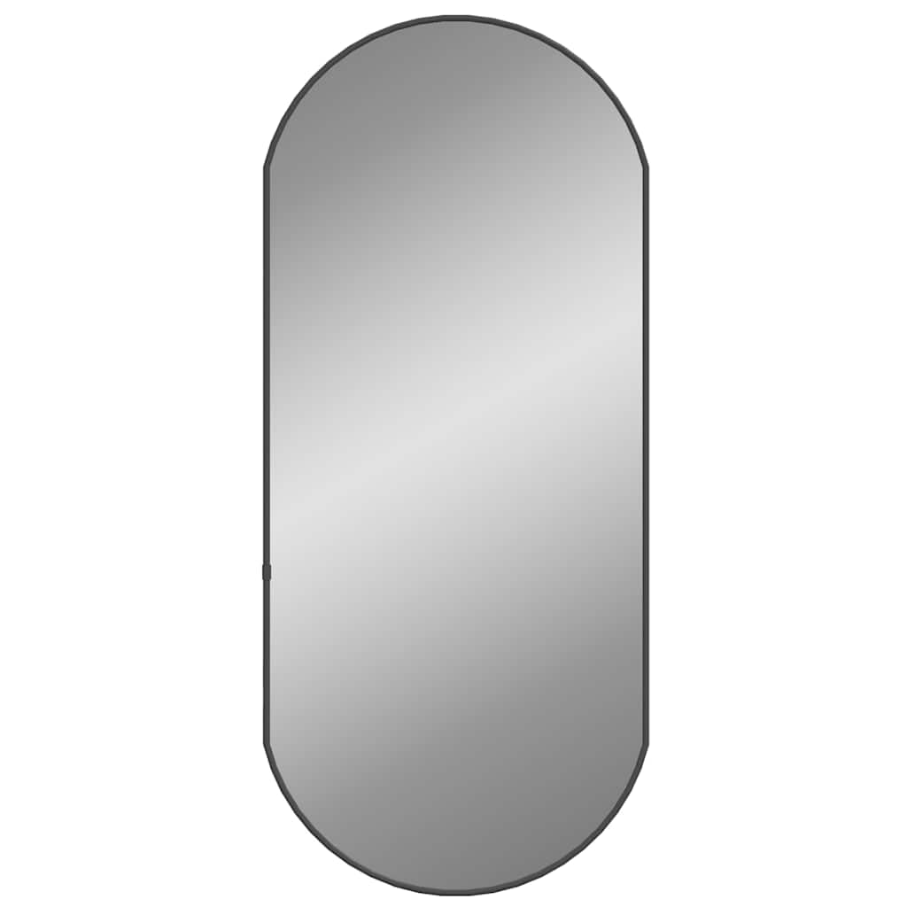vidaXL Black Oval Wall Mirror - Modern, Wall-Mounted Glass Mirror with Durable PVC Frame - Ideal for Bedroom, Living Room, Hallway Decor - 31.5&quot; x 13.8&quot;