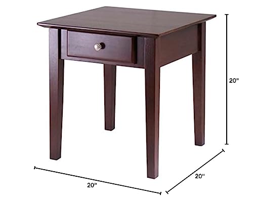 Ergode Wood Stafford End Table | Classic & Contemporary Design | Oyster Gray Finish | Drawer & Shelf | Solid & Composite Wood | 19.9' W x 18.9' D x 22' H (16018-VV) (94821-VV)