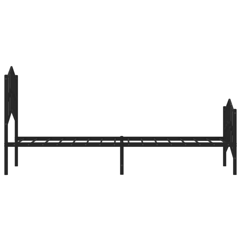 vidaXL Black Steel Single Bed Frame with Robust Design, Breathable Support, Extra Storage, Headboard and Footboard