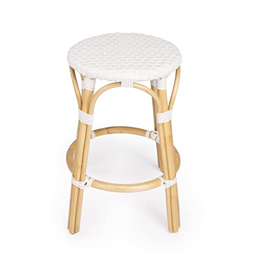 HomeRoots Rattan, Polyurethane Synthetic Rattan White Rattan Counter Stool