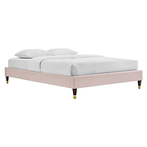 Modway Harlow 79&quot; King Performance Velvet Platform Bed Frame In Pink
