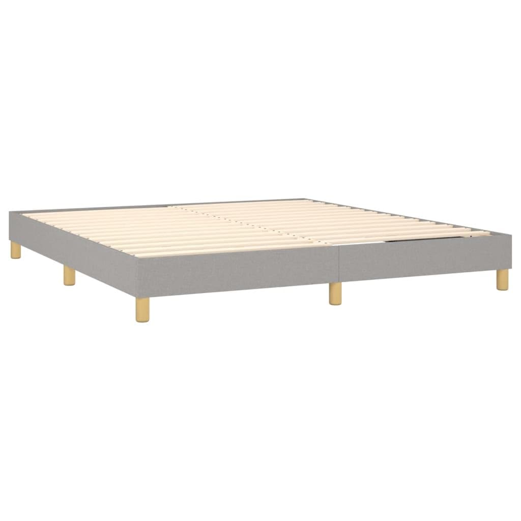 vidaXL California King Light Gray Box Spring Bed Frame - Sturdy Fabric & Wood Construction for Modern Bedrooms