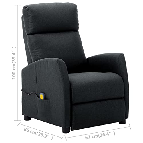 vidaXL Massage Chair, Electric Massaging Recliner Chair for Elderly, Adjustable Push Cozy Chair for Home Theater Cinema, Dark Gray Fabric