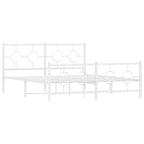 vidaXL White Metal Bed Frame-Industrial Double Bed with Headboard/Footboard, Bedroom Furniture, 81.5x61.4, Mattress Support