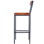 HomeRoots Medium Brown Iron; Black Metal Finish, Leather, Plywood Classic Leather and Metal Bar Stool