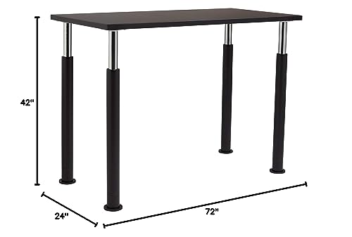 National Public Seating 72" L x 24" W Designer Height Adjustable School Science Lab Utility Table with Phenolic Top - Black