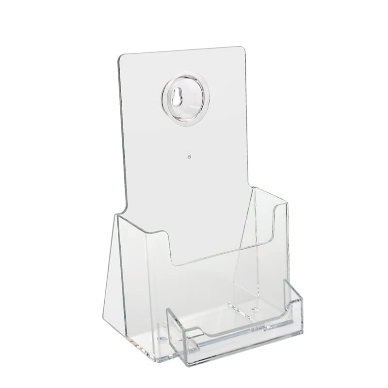 Sourceone Trifold Brochure Holder For 4    X 9    Booklets - With Business Card Container - Clear Acrylic Countertop Organizer