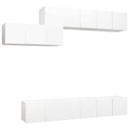 vidaXL TV Cabinet Set 7 Piece Home Living Room Furniture TV Stand HiFi Stereo Cabinet Media Unit Entertainment Center White Engineered Wood